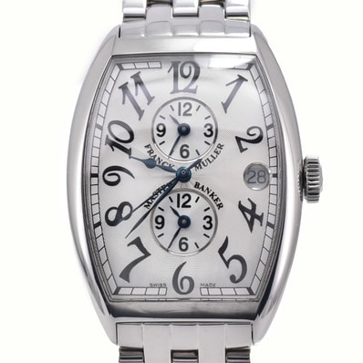 フランクミュラー FRANCK MULLER 6850MB マスターバンカー 3タイムゾーン デイト シルバー 自動巻き メンズ 美品 腕時計 K#148063