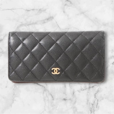 CHANEL キャビアスキン マトラッセ 長財布 黒 シャネル