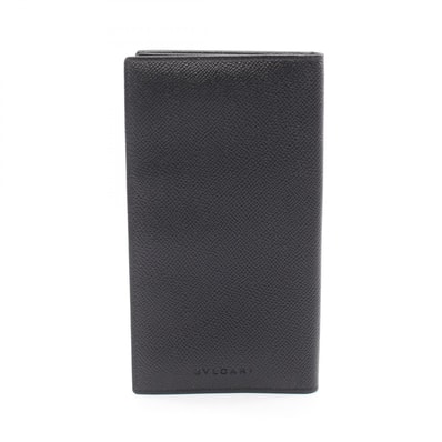 ブルガリ BVLGARI クラシコ 二つ折り長財布 財布 レザー メンズ ブラック系 20308 【中古】