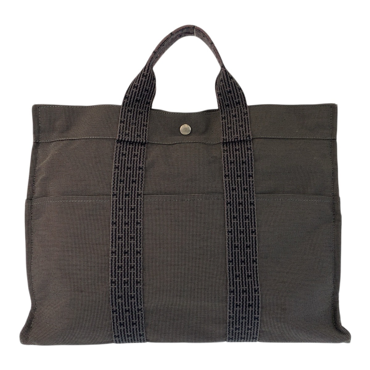 美品 HERMES エルメス エールラインMM グレー シルバー金具 ポリアミド ポリエステル/ トートバッグ ハンドバッグ 601448 【中古】