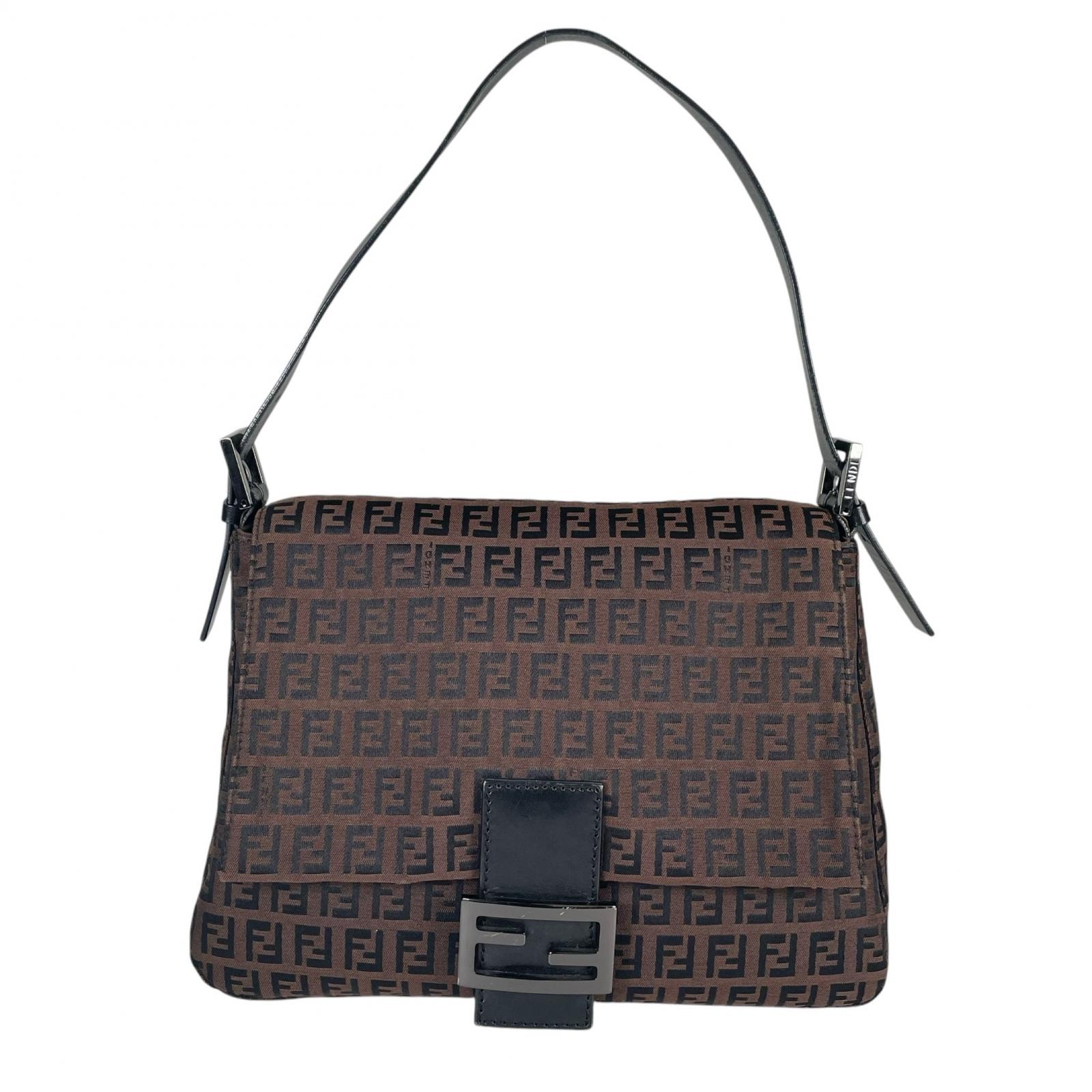 FENDI フェンディ マンマバケット ハンドバッグ キャンバス ブラウン レディース【中古】