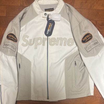 シュプリーム x バンソン レザー コーデュラ コットン ジャケット "ホワイト"