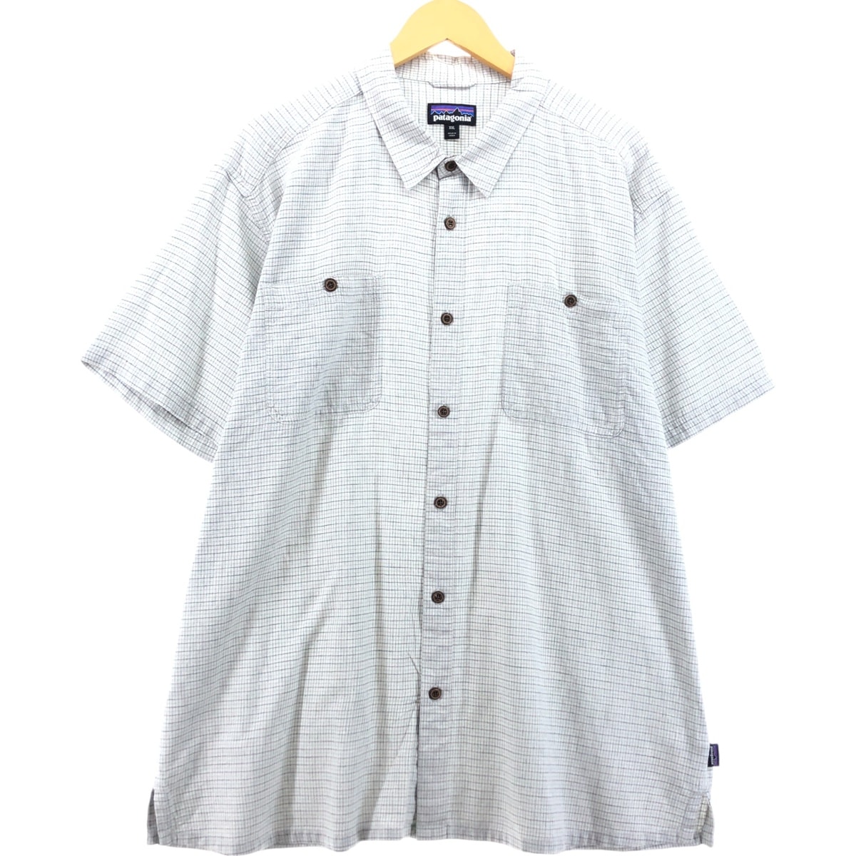 古着 パタゴニア Patagonia 53139SP17 チェック柄 半袖 ヘンプ×コットン シャツ ボックスシャツ メンズXXL相当/eaa560621