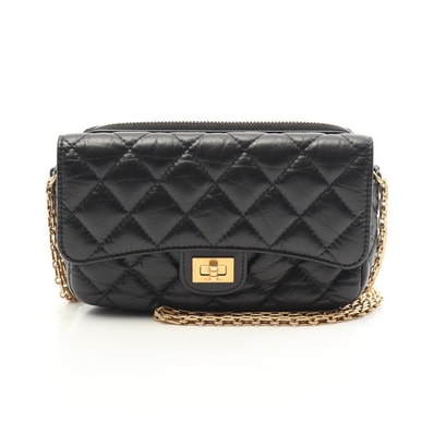 シャネル CHANEL 2.55 マトラッセ ショルダーバッグ バッグ カーフ(牛革) レディース ブラック系 AP2215 【中古】