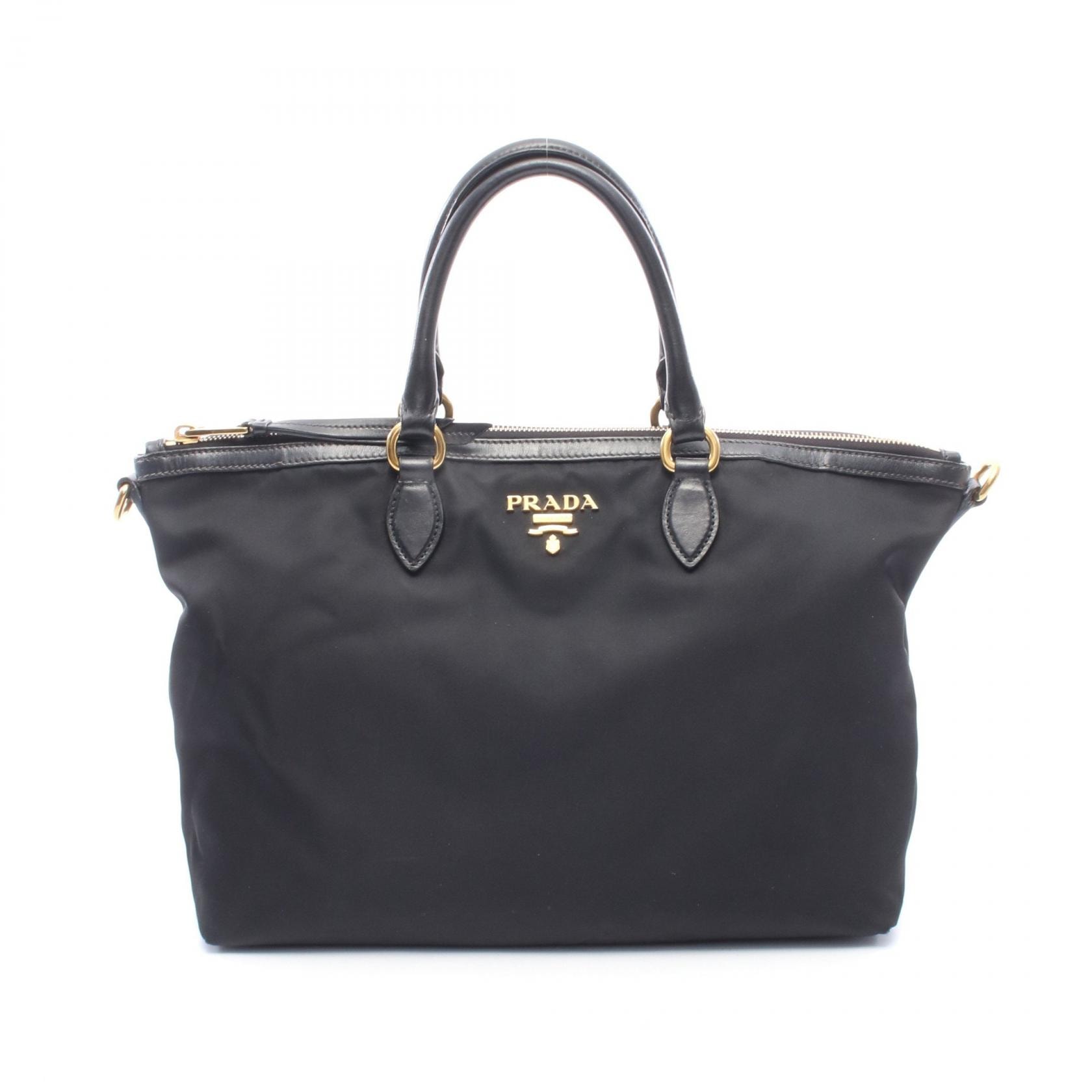プラダ PRADA TESSUTO+SOFT CA トートバッグ バッグ ナイロン レザー レディース ブラック系 1BA171 【中古】