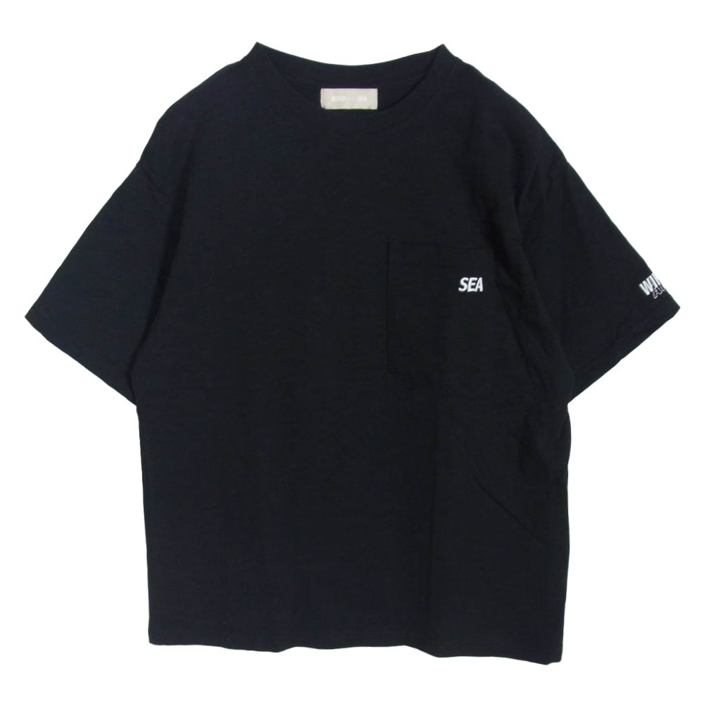 WIND AND SEA ウィンダンシー Ｔシャツ wds-o-ess-25-q4-cs-01 POCKET S/S TEE 刺繍 ポケット ブラック系 S【中古】