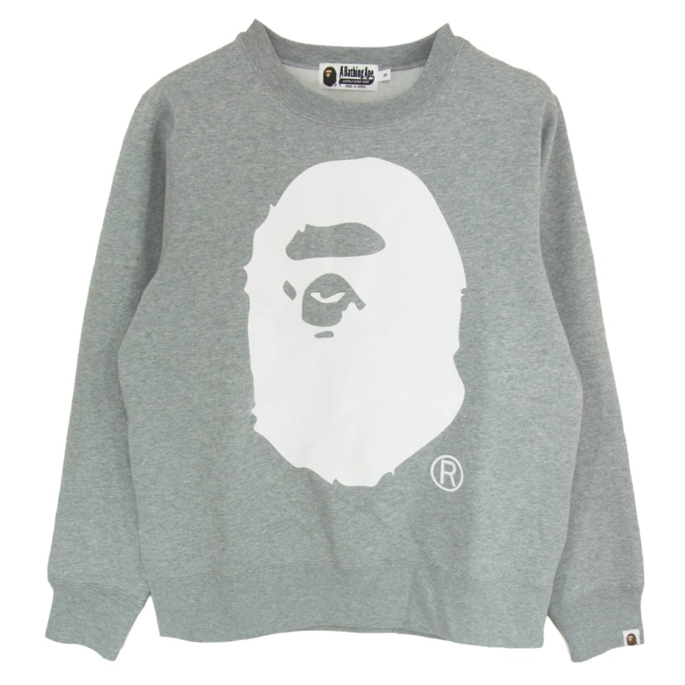 A BATHING APE アベイシングエイプ スウェット 001GDM201002H フロントプリント クルーネック スウェット グレー系 S【新古品】【未使用】【中古】