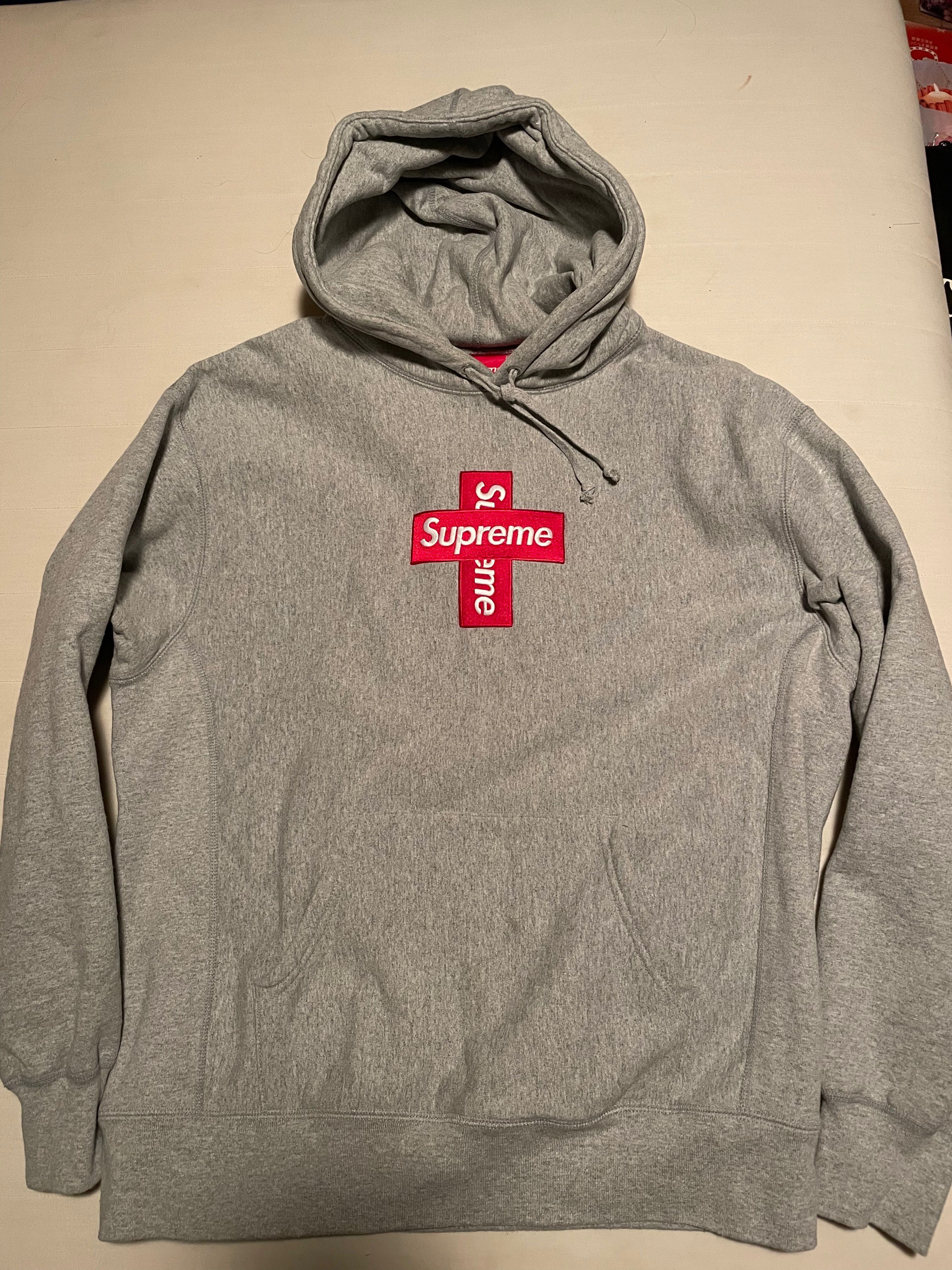 Supreme Cross Box Logo Hooded Sweatshirt "Grey"
