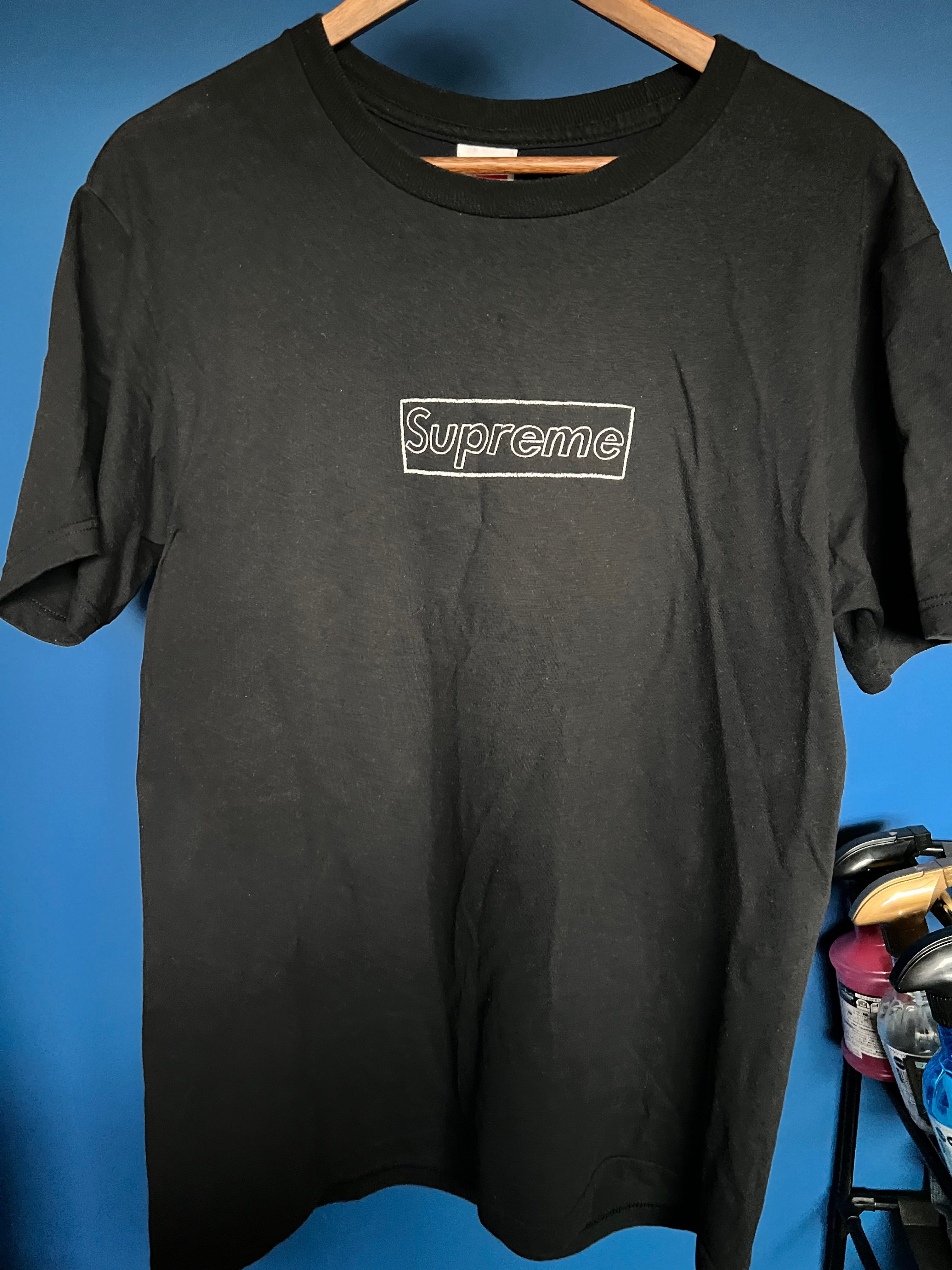 Supreme KAWS Chalk Logo Tee "Black"