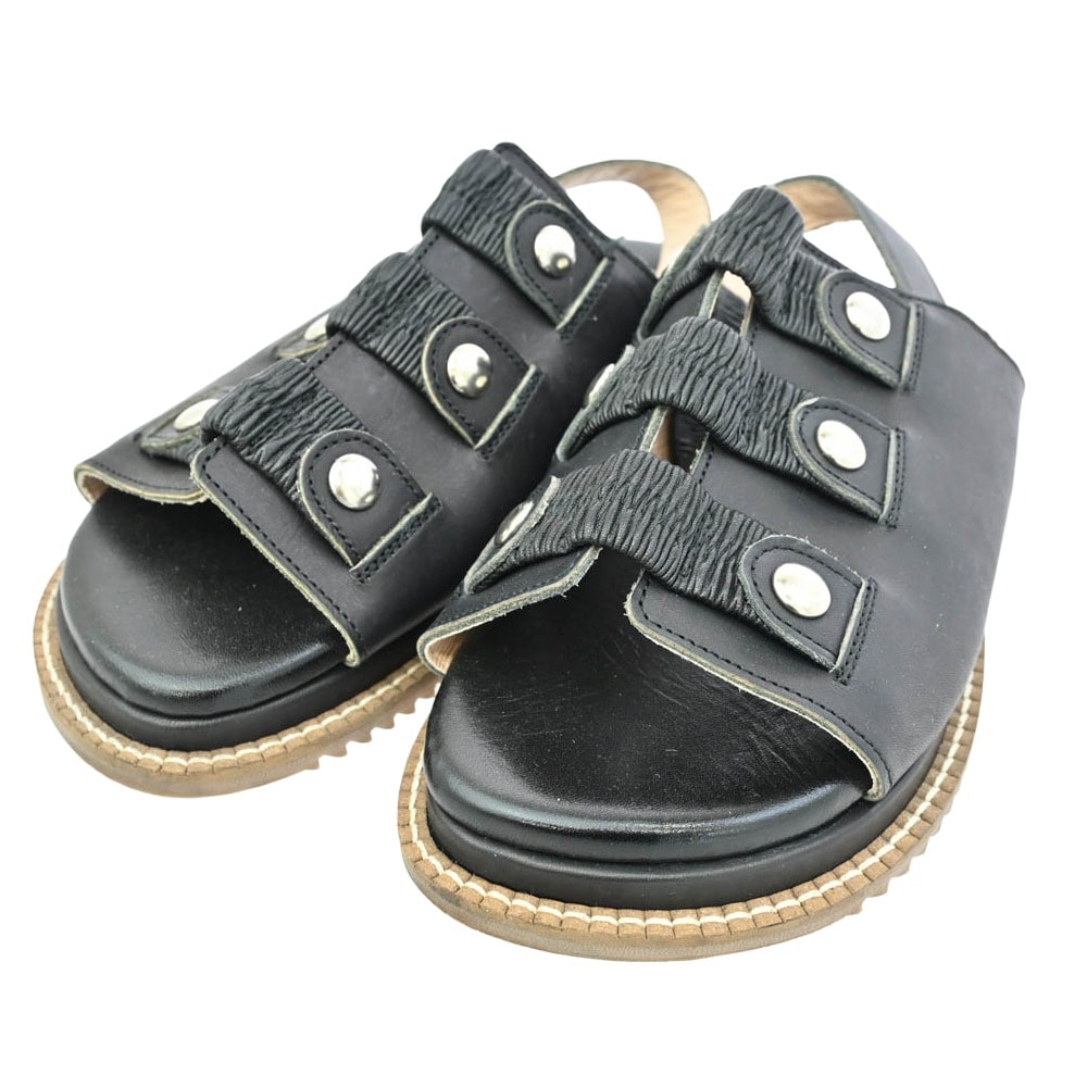 tricot COMME des GARCONS トリココムデギャルソン サンダル レザー ストラップ サンダル ブラック ブラック系 23.5cm【中古】