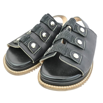 tricot COMME des GARCONS トリココムデギャルソン サンダル レザー ストラップ サンダル ブラック ブラック系 23.5cm【中古】