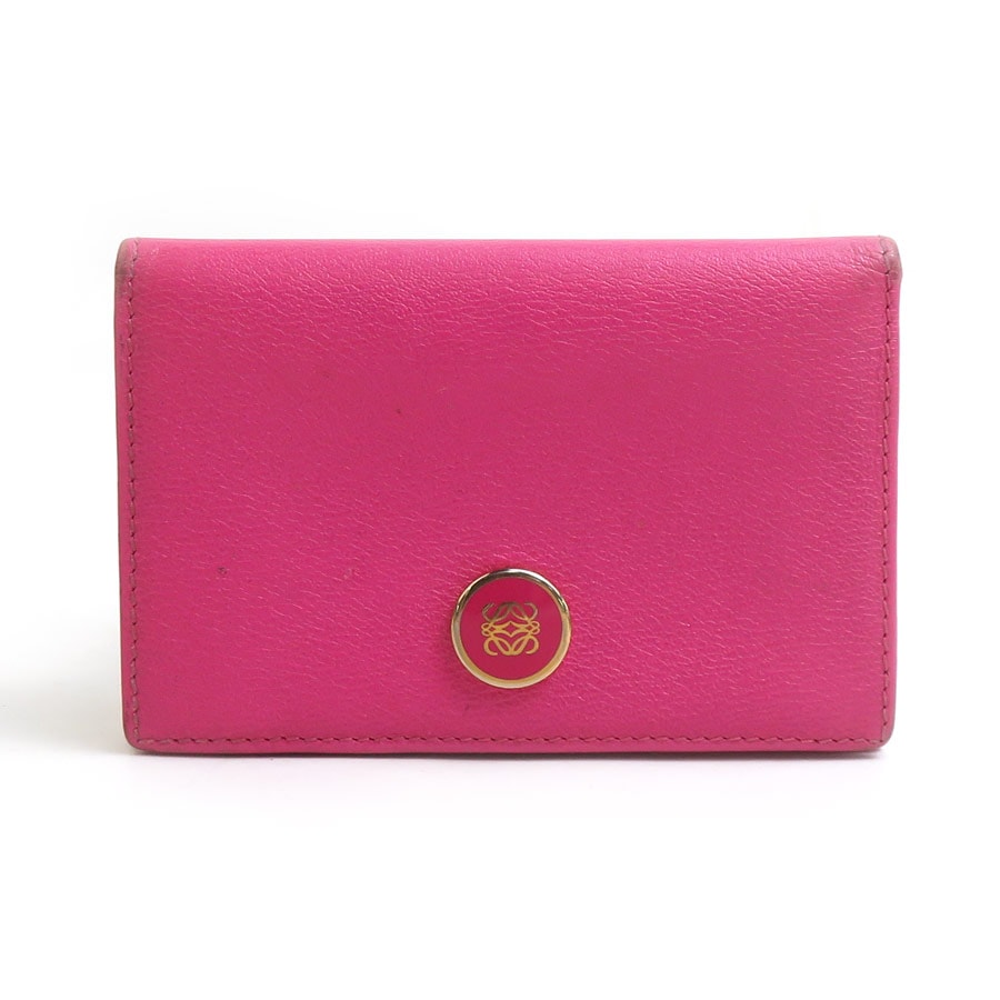 ロエベ LOEWE カードケース レザー マゼンタ レディース【中古】 56724a