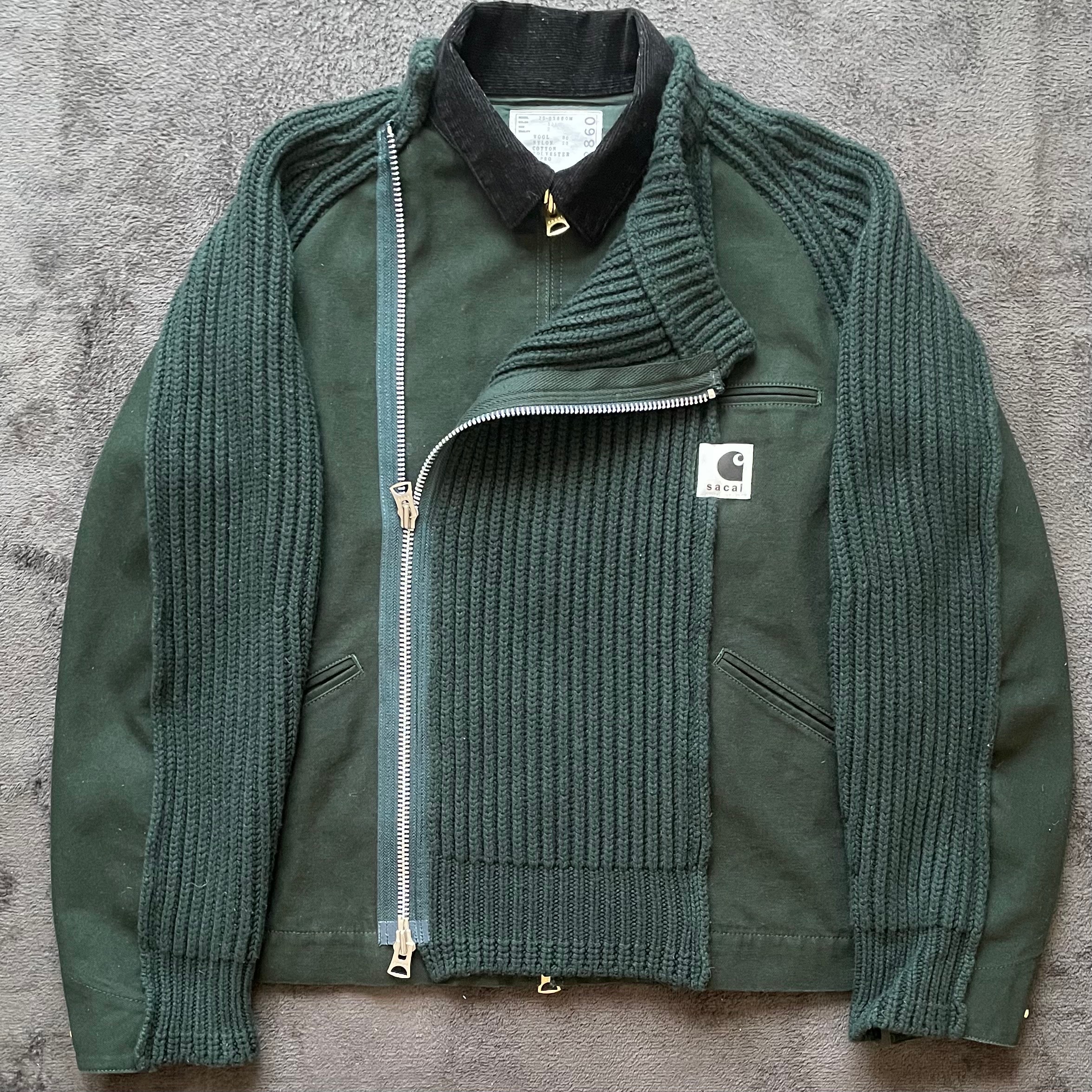 sacai x Carhartt WIP Washed Duck x Wool Knit Blouson Mens "Green"