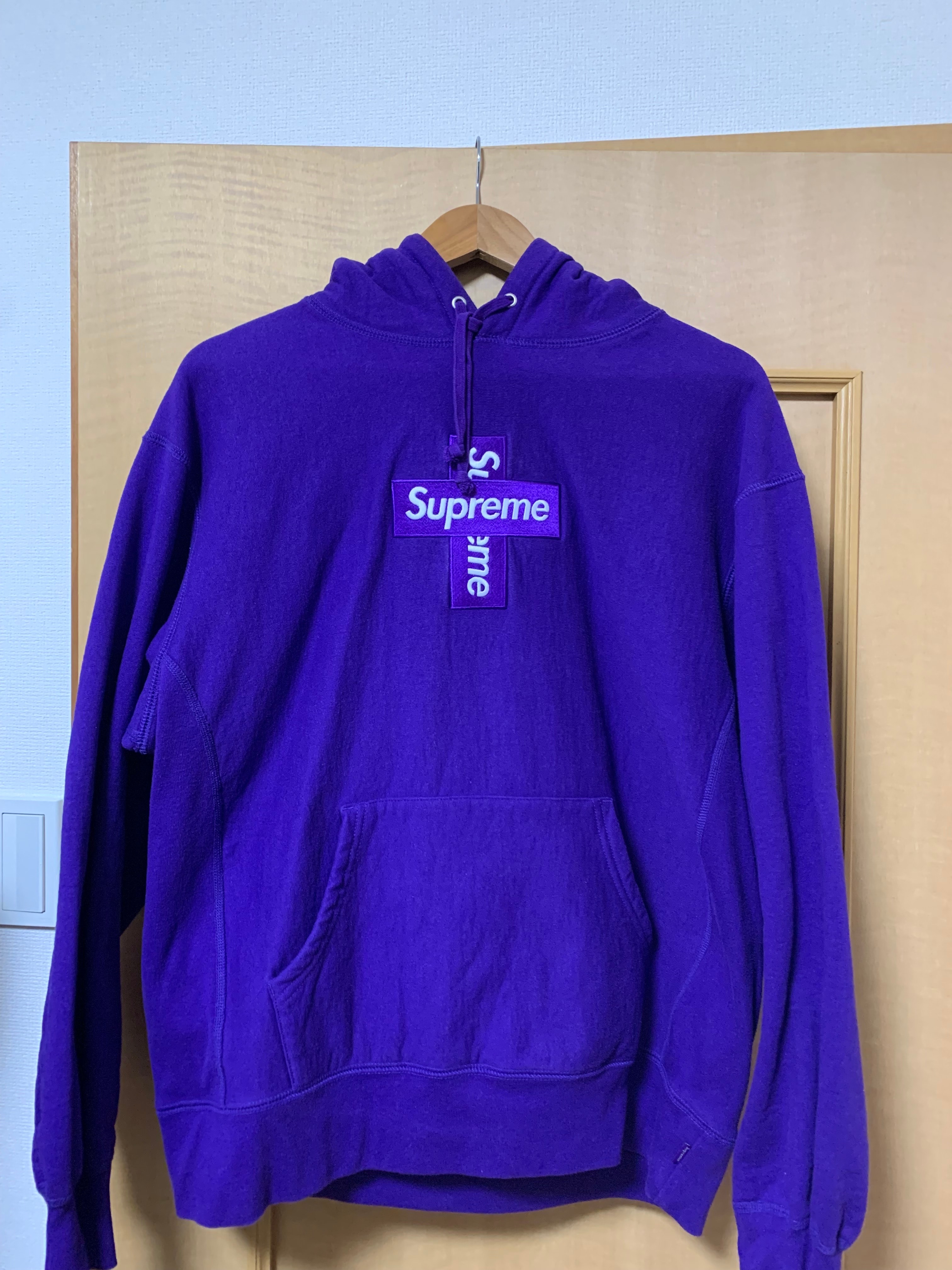 Supreme Cross Box Logo Hooded Sweatshirt "Purple"