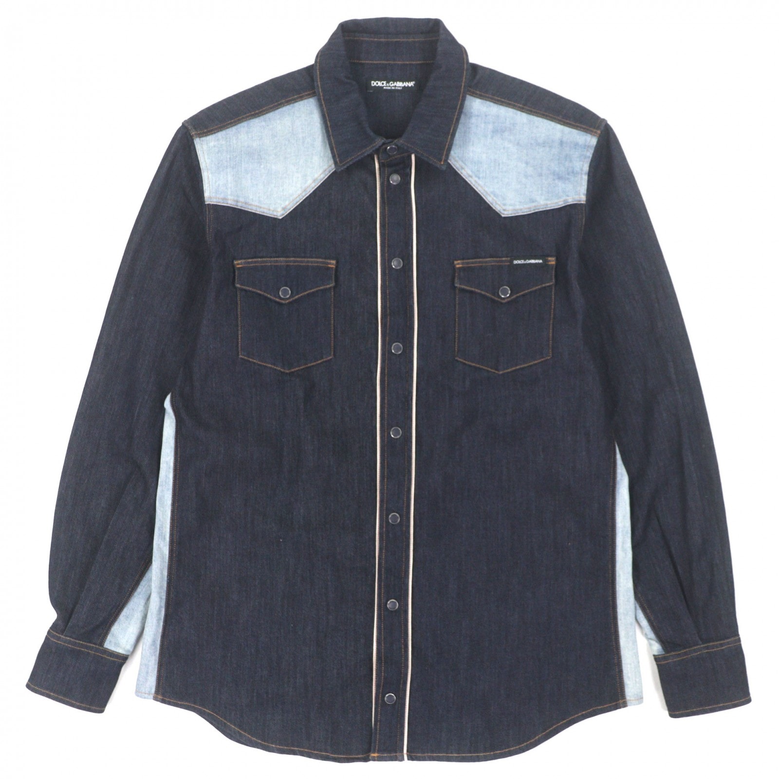 極美品 ドルチェ&ガッバーナ 長袖シャツ インディゴ メンズ 42 G5GB1D
