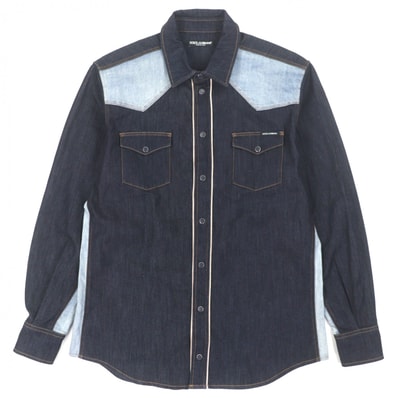 極美品 ドルチェ&ガッバーナ 長袖シャツ インディゴ メンズ 42 G5GB1D