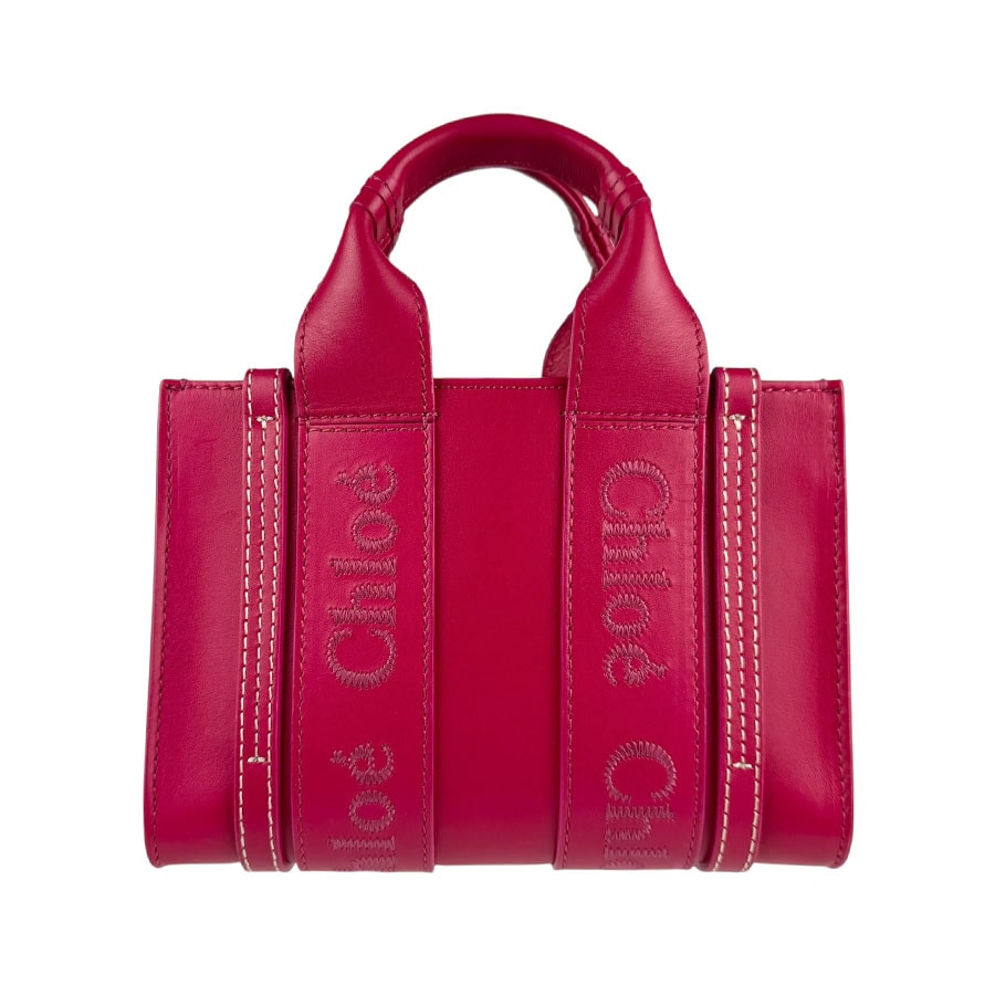 クロエ Chloe ショルダーバッグ ハンドバッグ ウッディ ミニ レザー ピンク レディース【中古】 z5593