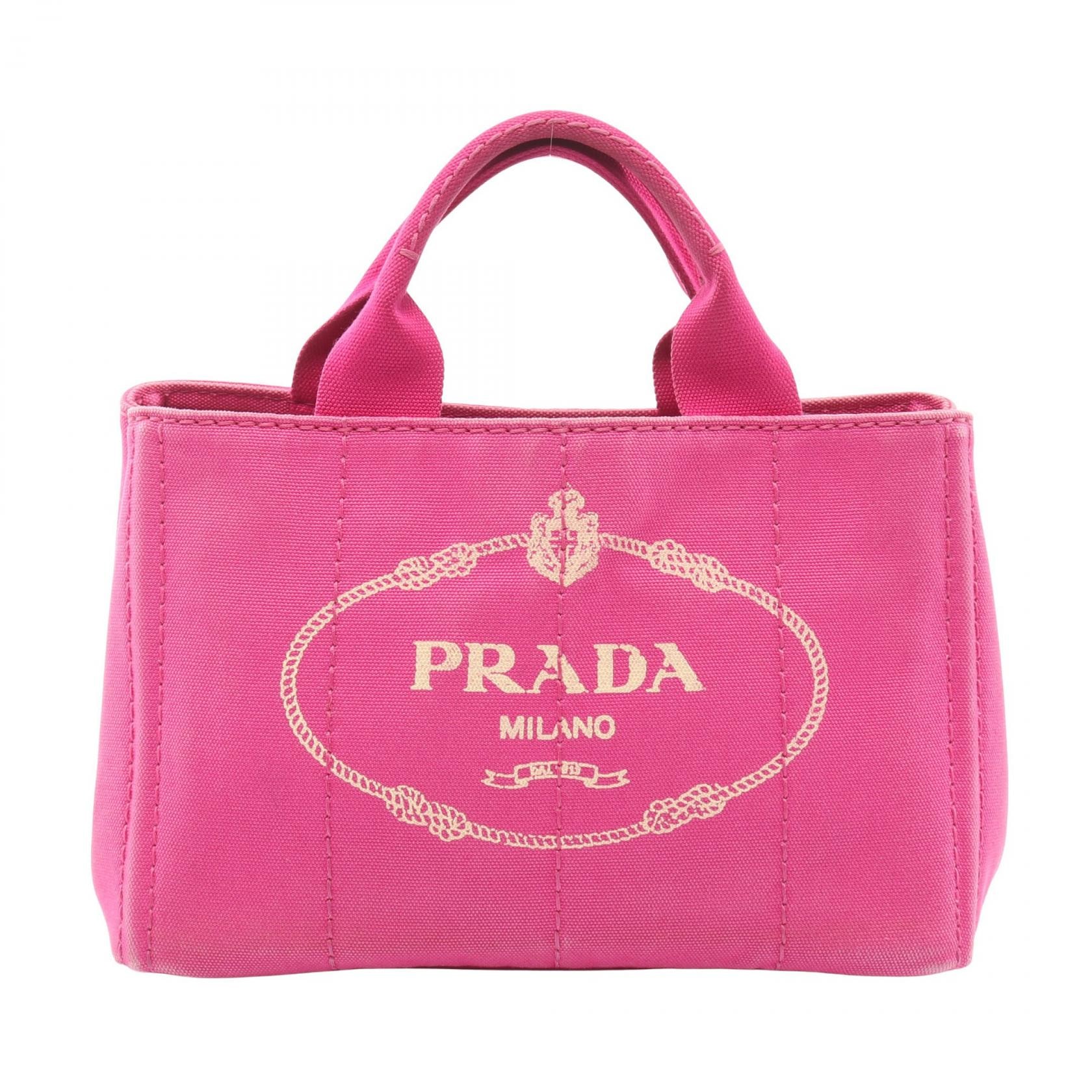 プラダ PRADA CANAPA カナパ トートバッグ バッグ キャンバス レディース ピンク系 【中古】
