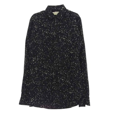 SAINT LAURENT サンローラン 長袖シャツ 15AW 376954 Y891J スプラッター エディ 総柄 レーヨン 長袖 シャツ ブラック系 36【中古】
