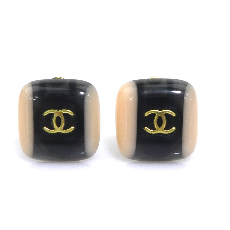 シャネル CHANEL イヤリング ココマーク レジン/メタル ブラック/ベージュ/ゴールド レディース【中古】 e62075a