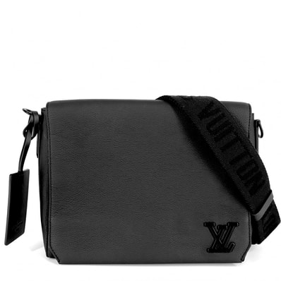 LOUIS VUITTON ルイヴィトン ショルダーバッグ LVアエログラム テイクオフ メッセンジャー 斜め掛け M57080 レザー ブラック 黒 ブラック金具 メンズ 美品【中古品】