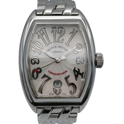 FRANCK MULLER フランクミュラー コンキスタドール 自動巻き ギョーシェ彫り 腕時計 8002SC ステンレススチール シルバー メンズ【中古】