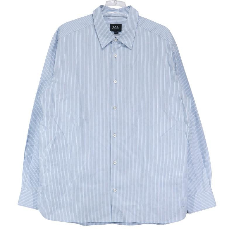 美品 A.P.C. アーペーセー MALO L/S SHIRT 24265-1-72761 マーロ ロングスリーブ シャツ ブルーグレー ストライプ 長袖 サイズM