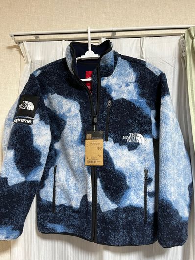 Supreme x The North Face Bleached Denim Print Fleece Jacket "Indigo"
