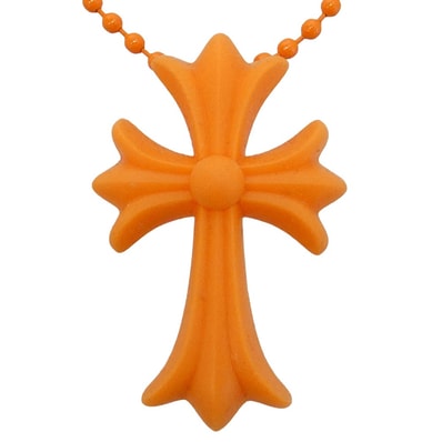 CHROME HEARTS クロムハーツ(原本無) RUBBER CH CRS SML スモール CH クロス シリコン ラバー ネックレス オレンジ系【中古】