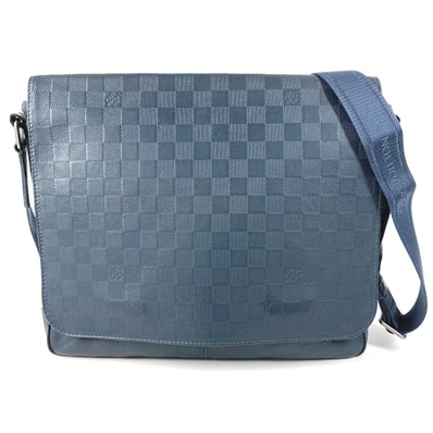 ルイヴィトン LOUIS VUITTON ディストリクトPM N41285 ダミエアンフィニ カバン 斜め掛け フラップ メッセンジャーバッグ ショルダーバッグ ダミエアンフィニレザー ネイビー
