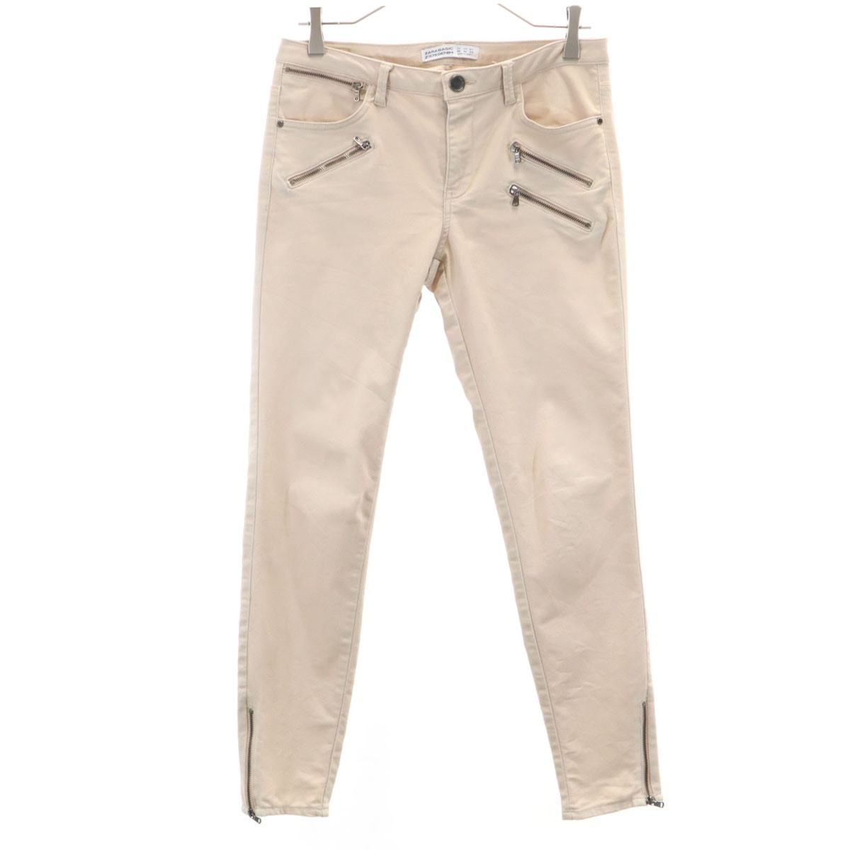 ZARA BASIC ザラベーシック ジップ スキニーパンツ 8 ベージュ ストレッチ