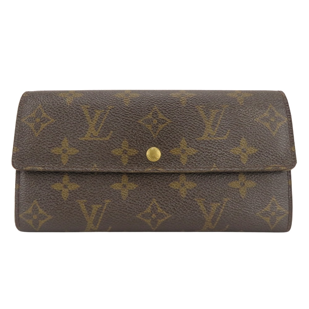 【中古】 ルイ・ヴィトン 長財布(かぶせ蓋) ポルトフォイユ・サラ M61734 モノグラム ブラウン 定番 二つ折り 小物 レディース 女性 LOUIS VUITTON