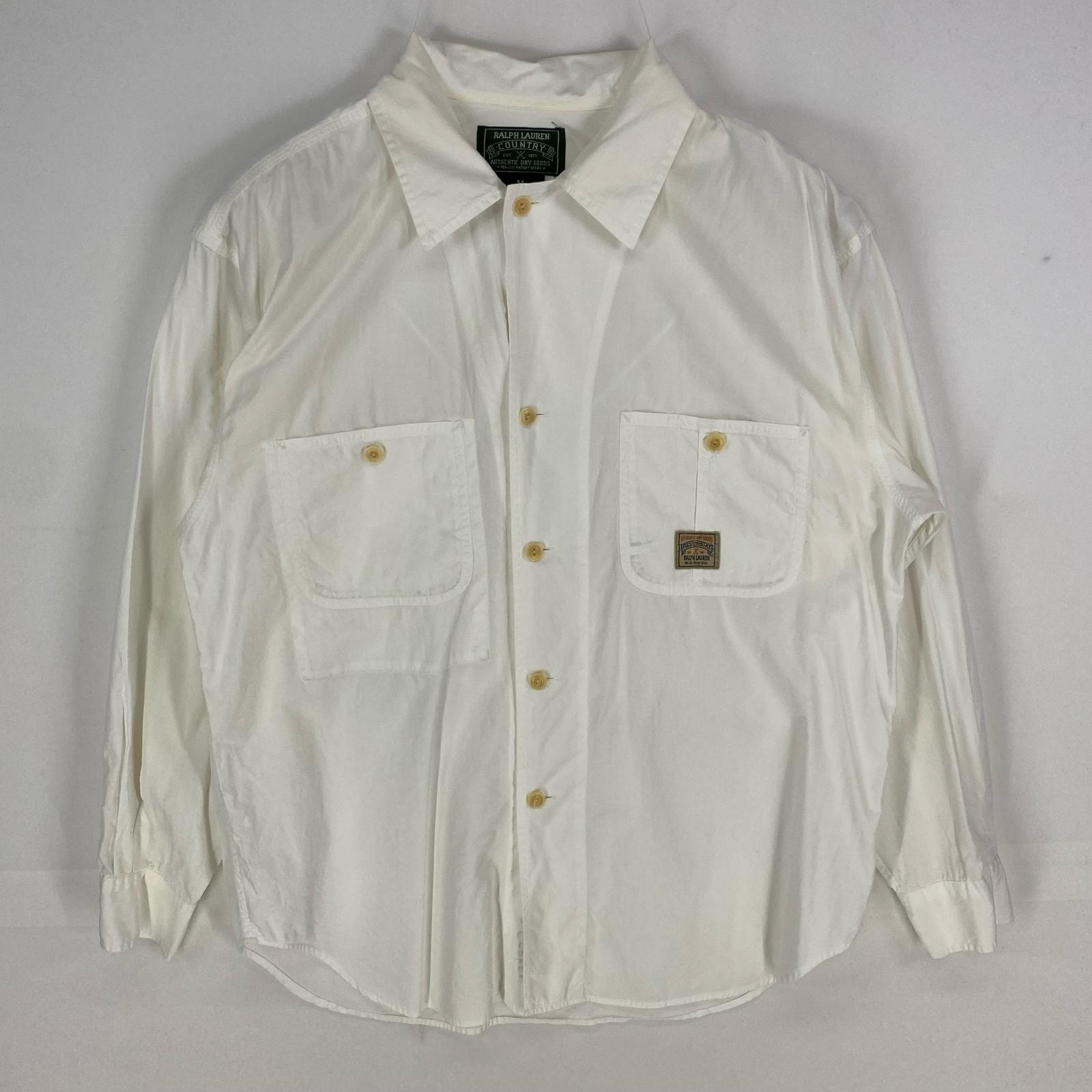 古着 80's/80年代 ヴィンテージ ラルフローレン RALPH LAUREN 長袖シャツ ワンポイント ポケット M  ホワイト系 メンズ