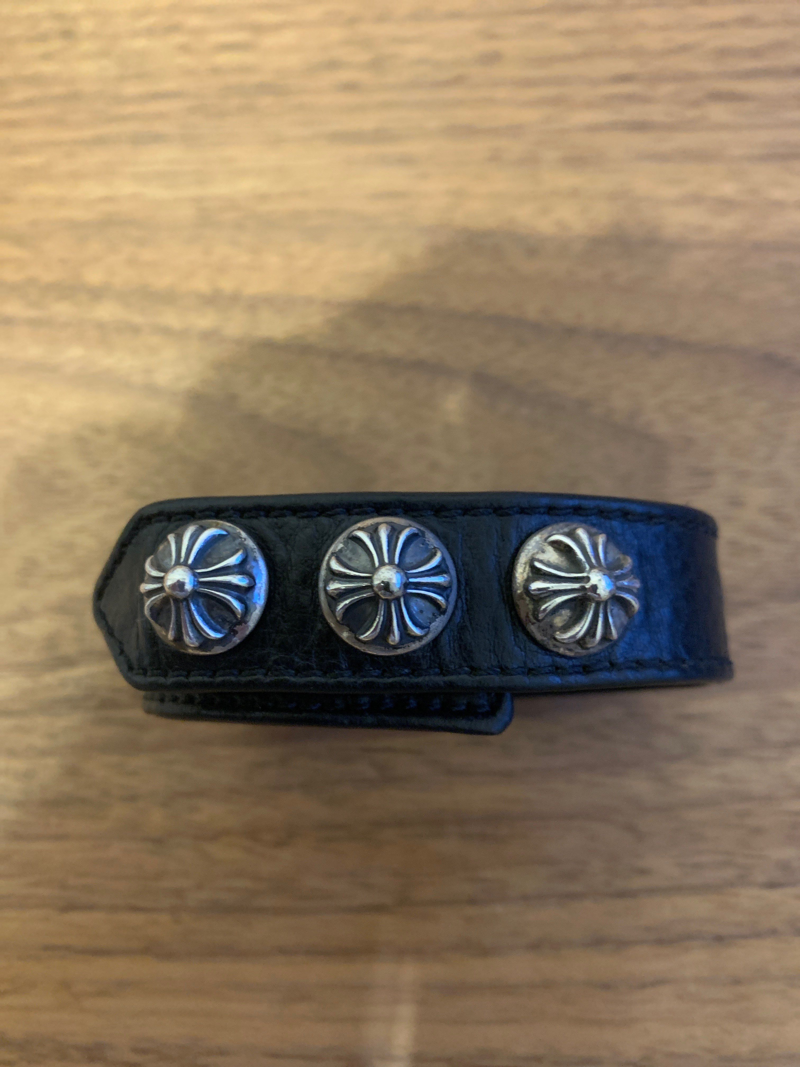 Chrome Hearts 3 Button 2 Snap Bracelet Cross "Black"
