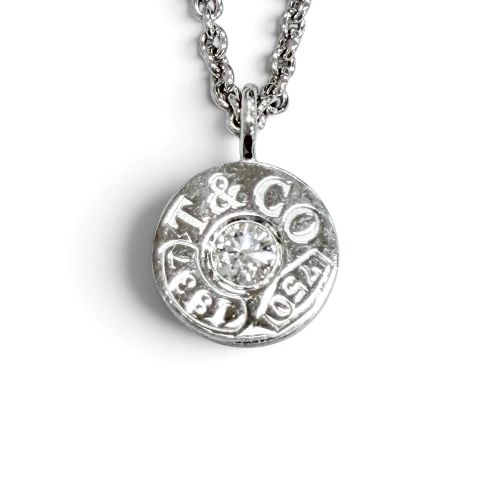 美品 ティファニー 1837 サークル ネックレス 1Pダイヤモンド 750WG