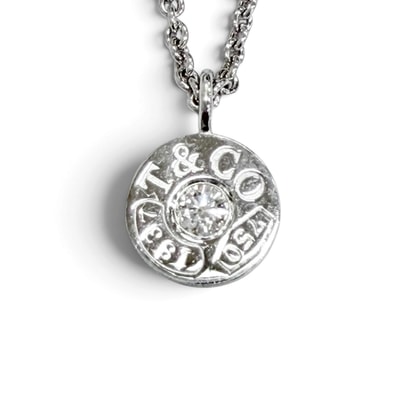 美品 ティファニー 1837 サークル ネックレス 1Pダイヤモンド 750WG