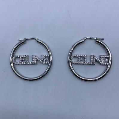CELINE Strass Hoops Silver