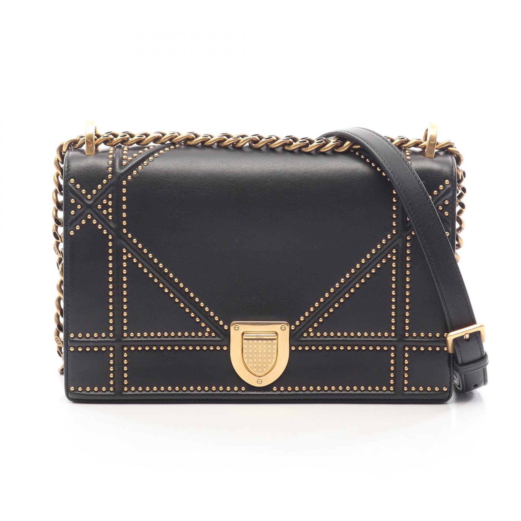 ディオール Dior DIORAMA ディオラマ ショルダーバッグ バッグ レザー レディース ブラック系 【中古】