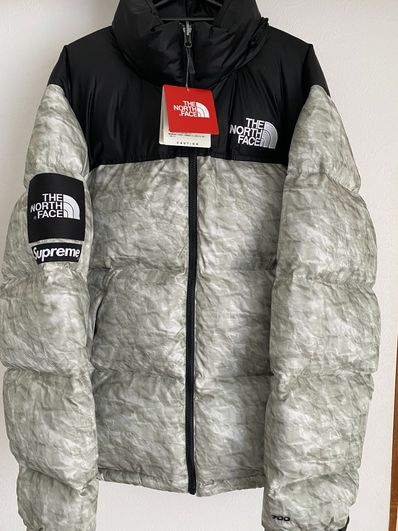 Supreme x The North Face Nuptse Jacket "White Paper Print"