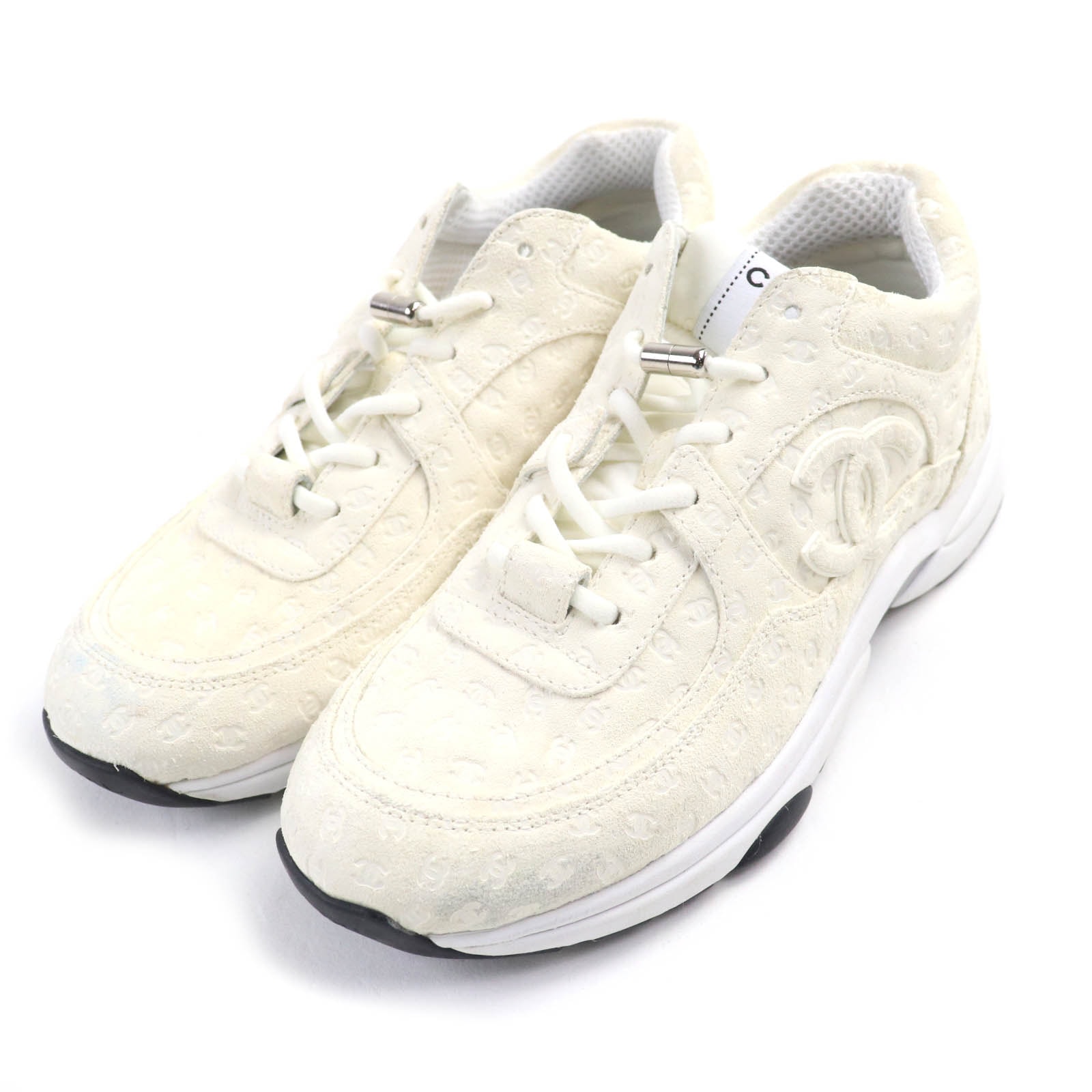 良品 シャネル スニーカー オフホワイト レディース 39 G39230