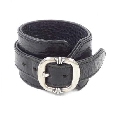 Chrome Hearts RR Tiny Buckle Leather Bracelet "Black/Silver"