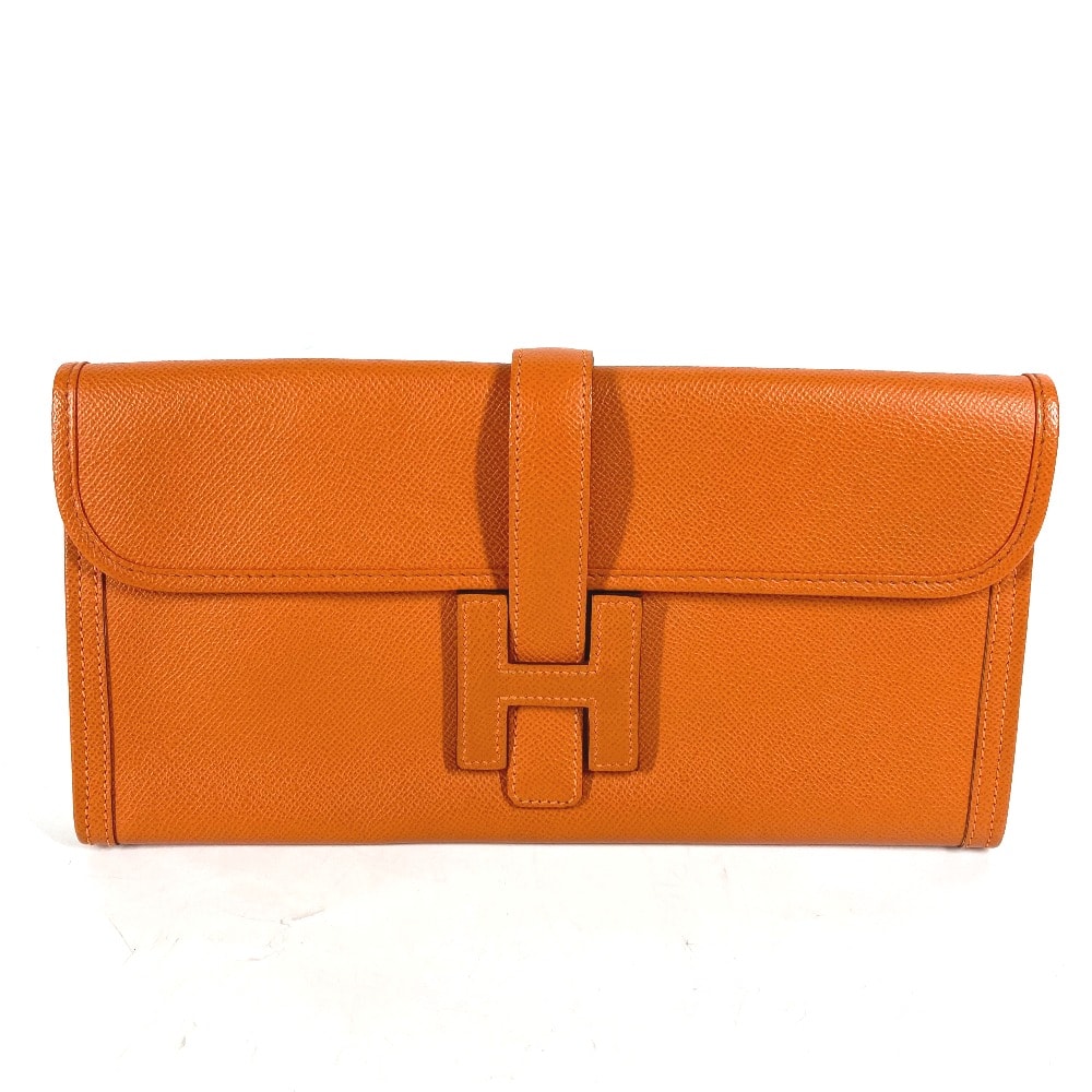 エルメス HERMES ジジェ エラン 29 カバン Hロゴ セカンドバッグ クラッチバッグ エプソン Q□刻 オレンジ