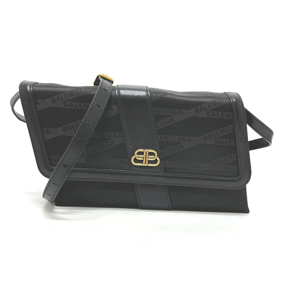 バレンシアガ BALENCIAGA SHIFT BAG M 580161 ロゴ 2WAY カバン ショルダーバッグ ナイロン/レザー ブラック