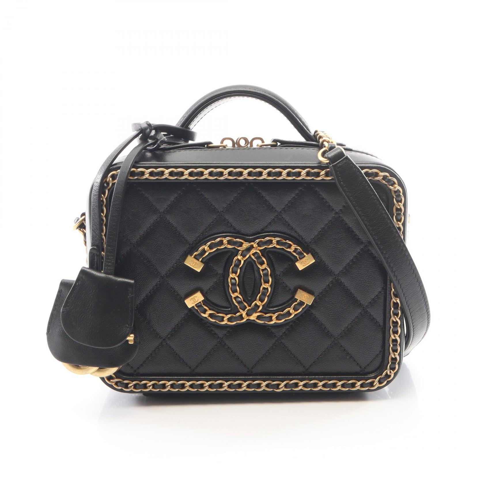 シャネル CHANEL CCフィリグリー スモール バニティバッグ 2WAY ショルダーバッグ バッグ ラムスキン(羊革) レディース ブラック系 【中古】