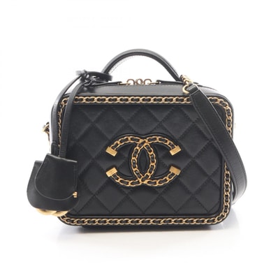 シャネル CHANEL CCフィリグリー スモール バニティバッグ 2WAY ショルダーバッグ バッグ ラムスキン(羊革) レディース ブラック系 【中古】