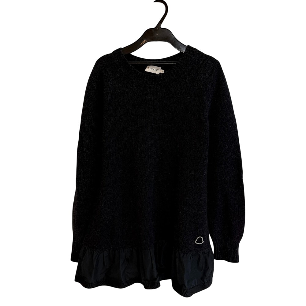 モンクレール MONCLER ワンピース MAGLIONE TRCICOT GIROCOLLO フリルニット ブラック