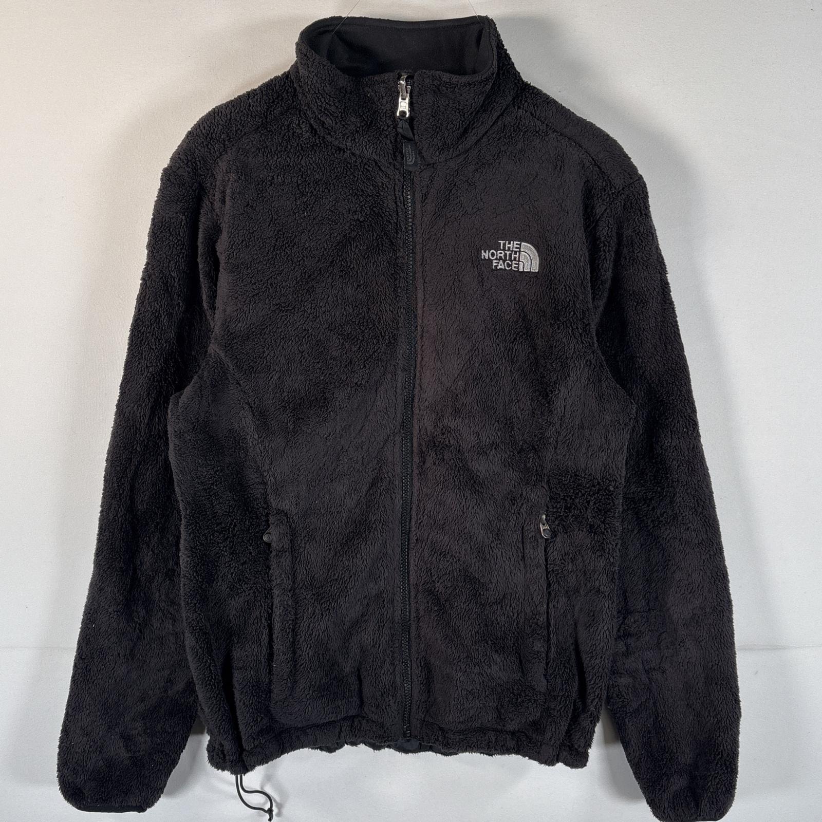 古着 ザ・ノースフェイス THE NORTH FACE フルジップフリースジャケット ワンポイントロゴ刺繍 ボア M  ブラック レディース