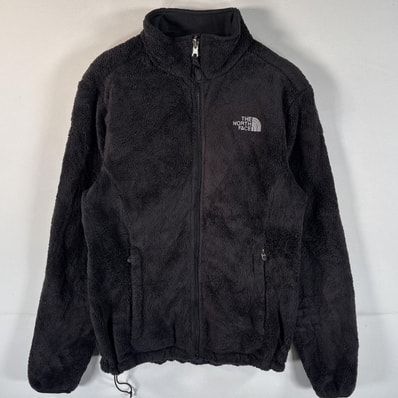 古着 ザ・ノースフェイス THE NORTH FACE フルジップフリースジャケット ワンポイントロゴ刺繍 ボア M ブラック レディース