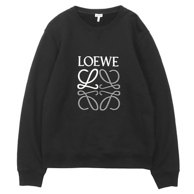 LOEWE ロエベ スウェットシャツ サイズ L メンズ シグネチャー ロゴ アナグラム エンブロイダリー 刺繍 Vガゼット トレーナー プルオーバー ロングスリーブ 長袖 トップス ブラック 黒 ポルトガル製