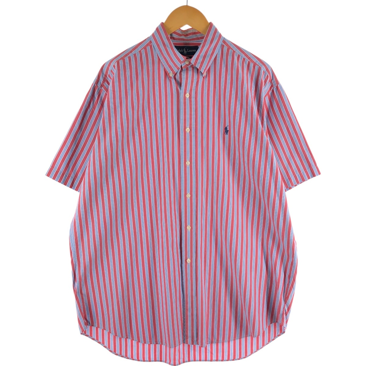 古着 ラルフローレン Ralph Lauren BLAKE 半袖 ボタンダウン ストライプシャツ メンズL相当/eaa539469